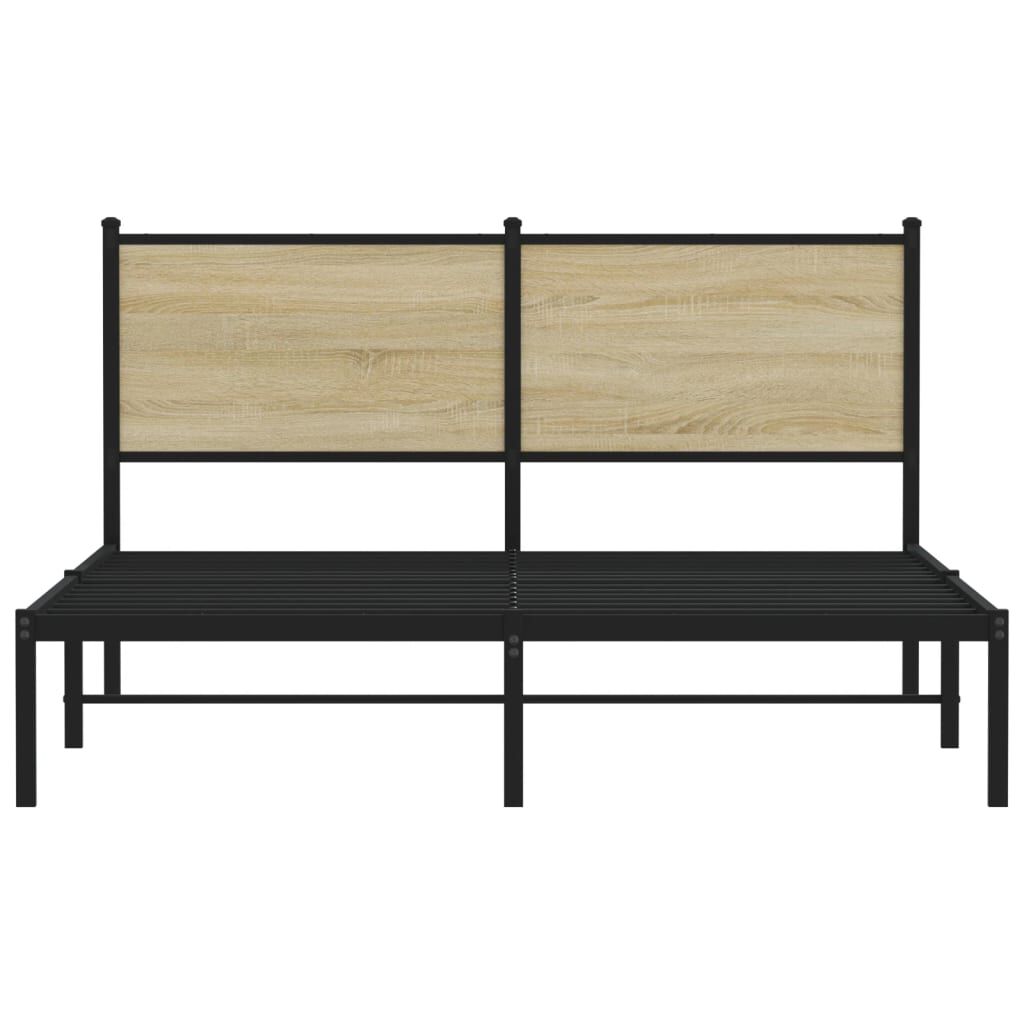 vidaXL Σκελετός Κρεβ. Χωρίς Στρώμα Sonoma Δρυς 140x200 εκ. Μεταλλικό