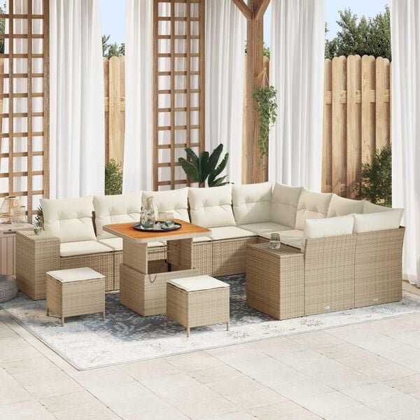 vidaXL Σετ Καναπέ Κήπου 12 pcs Μπεζ συνθετικό ρατάν