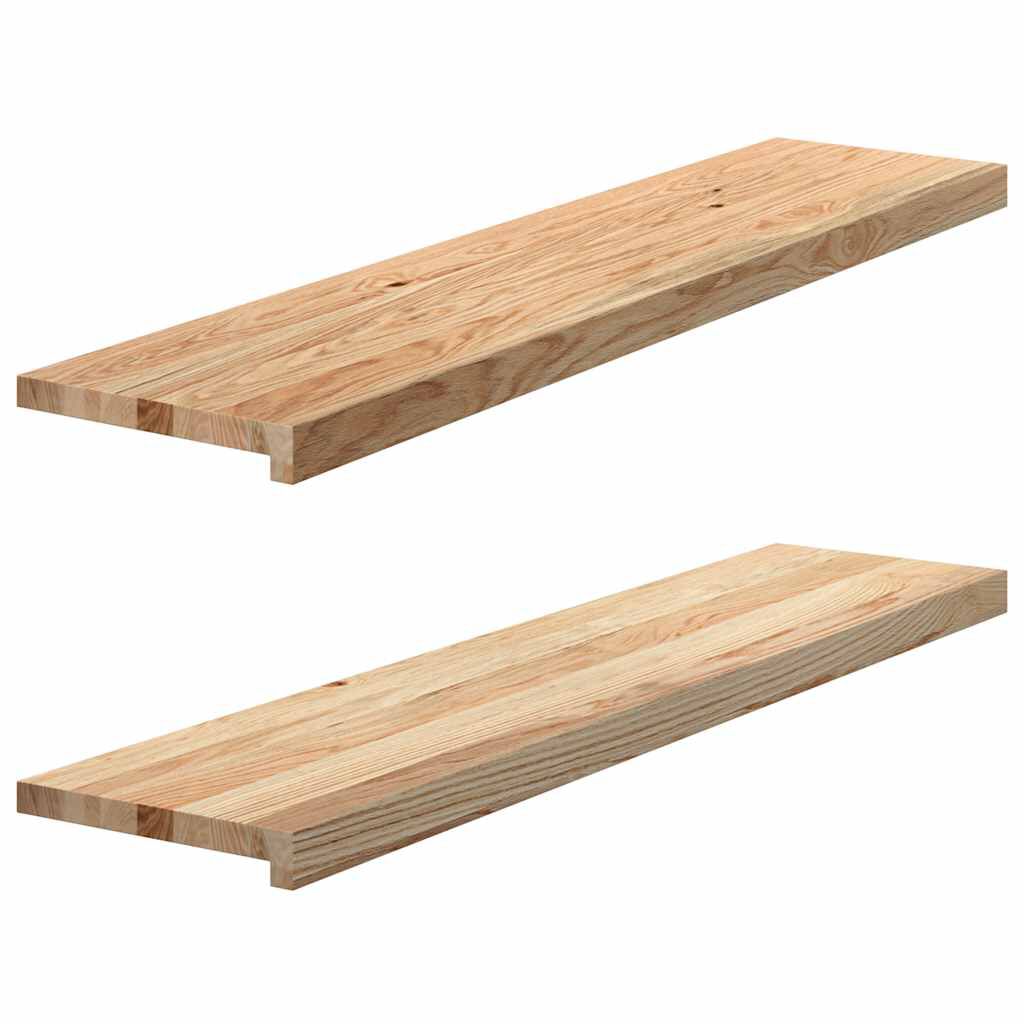 vidaXL Πατάκια Σκάλας 2 τεμ. 110x25x2 εκ. Ακατέργαστο Μασίφ Ξύλο Δρυός