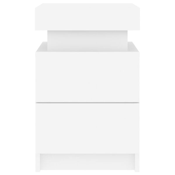 vidaXL Κομοδίνα με Φώτα LED 2 Τεμ. Λευκά 35 x 39 x 55 εκ.