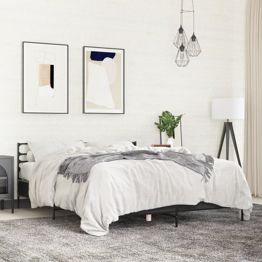 vidaXL Πλαίσιο Κρεβατιού Μαύρο 160 x 200 εκ. Επεξ. Ξύλο & Μέταλλο