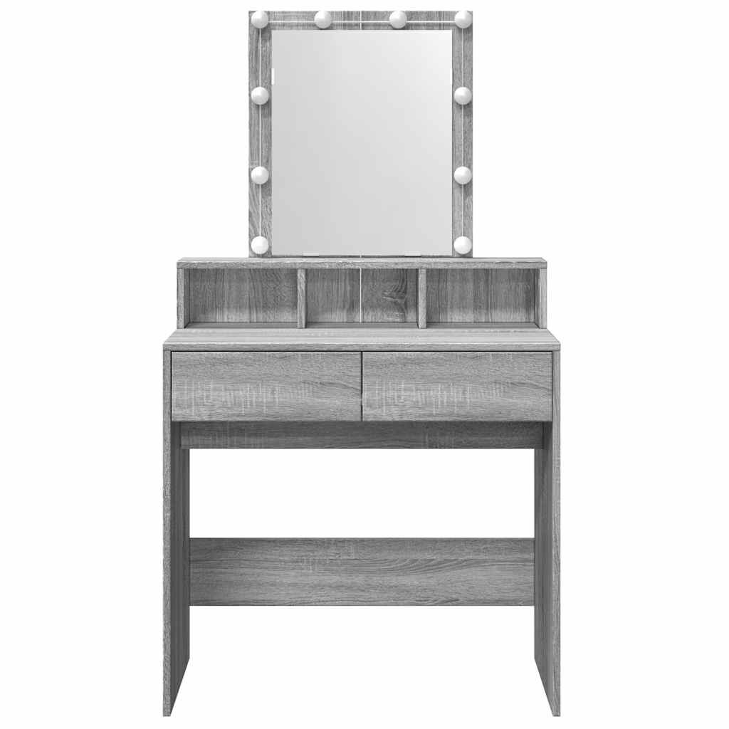 vidaXL Μπουντουάρ με LED Γκρι Sonoma 80x41x144,5 εκ.