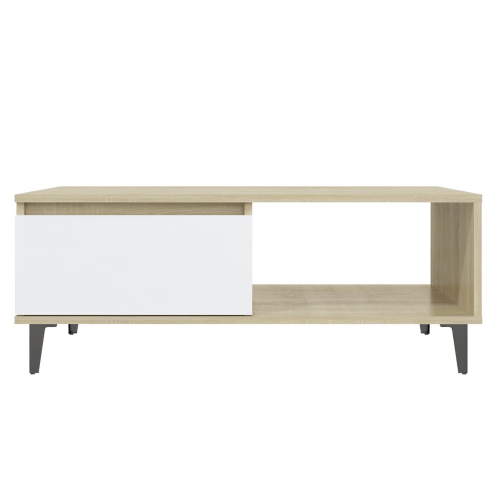 vidaXL Τραπεζάκι Σαλονιού Λευκό/Sonoma Δρυς 90x60x35 εκ. Επεξ. Ξύλο