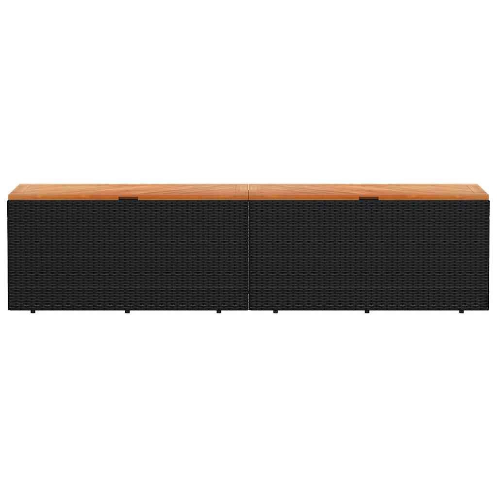 vidaXL Κουτί Αποθ. Κήπου Μαύρο 220x50x54 εκ. Συνθ. Ρατάν/Μασίφ Ακακία