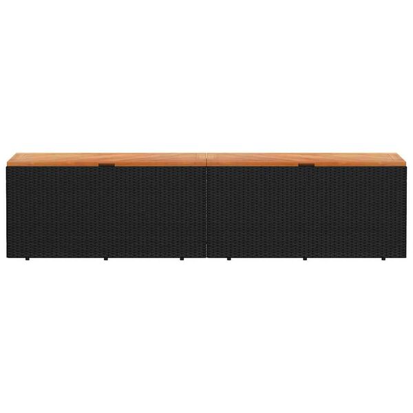 vidaXL Κουτί Αποθ. Κήπου Μαύρο 220x50x54 εκ. Συνθ. Ρατάν/Μασίφ Ακακία