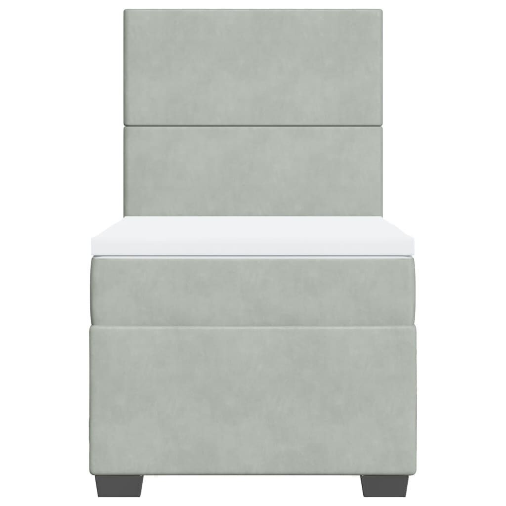 vidaXL Κρεβάτι Boxspring με Στρώμα Ανοιχτό Γκρι 90x200 εκ. Βελούδινο