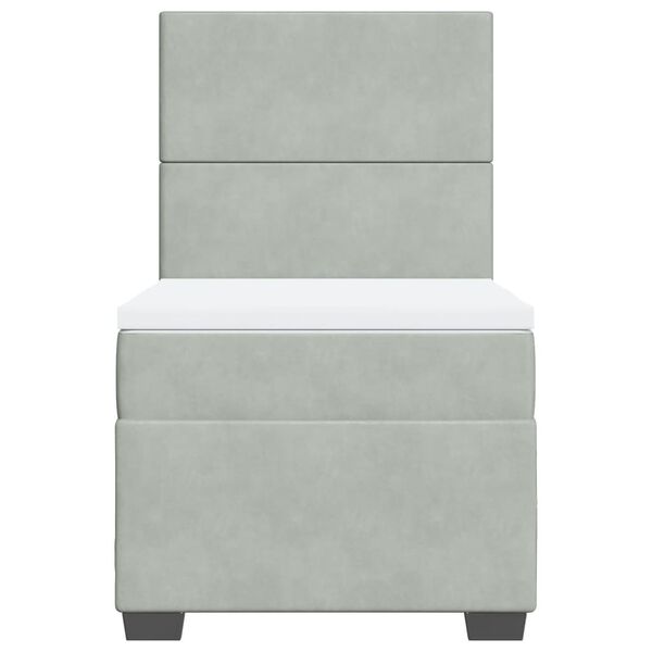 vidaXL Κρεβάτι Boxspring με Στρώμα Ανοιχτό Γκρι 90x200 εκ. Βελούδινο