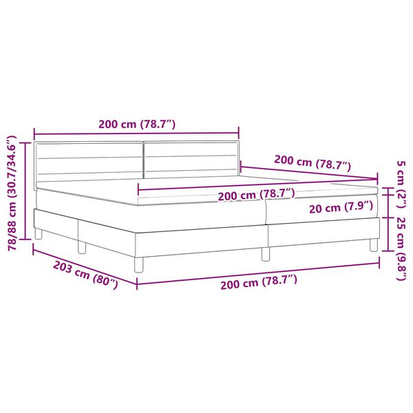 vidaXL Κρεβάτι Box Spring με Στρώμα & LED Μαύρο 200x200 εκ. Ύφασμα