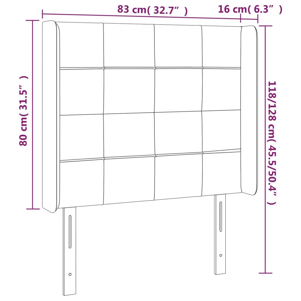 vidaXL Κεφαλάρι με Πτερύγια Σκούρο Γκρι 83x16x118/128εκ.Βελούδινο