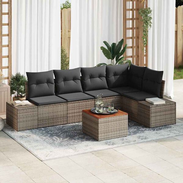 vidaXL Σετ Καναπέ Κήπου 6 pcs Γκρι