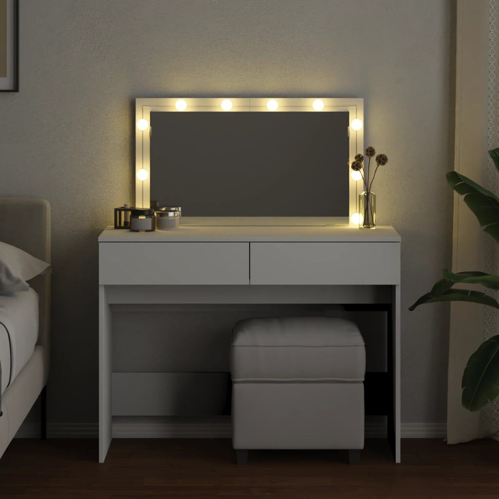 vidaXL Μπουντουάρ με LED Λευκό 100x40x120 εκ.