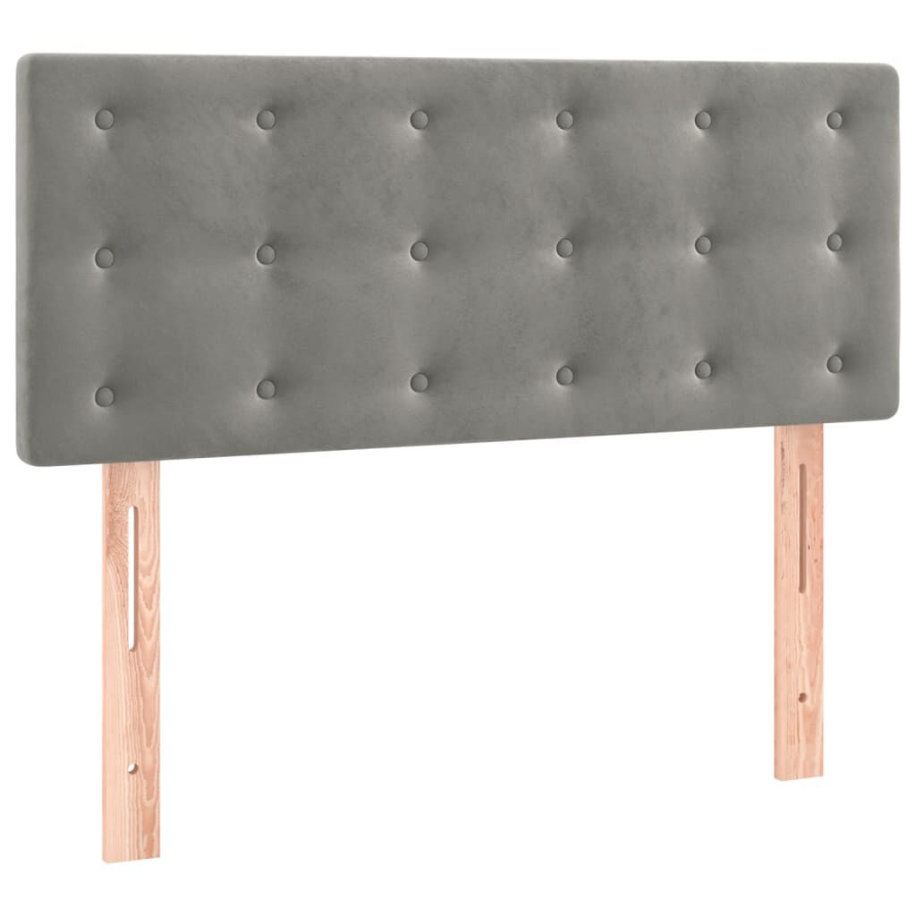 vidaXL Κρεβάτι Boxspring με Στρώμα & LED Αν.Γκρι 90x190 εκ. Βελούδινο