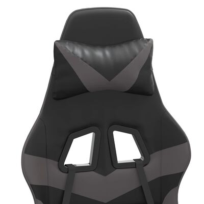 vidaXL Καρέκλα Gaming Μασάζ Υποπόδιο Μαύρο/Γκρι από Συνθετικό Δέρμα