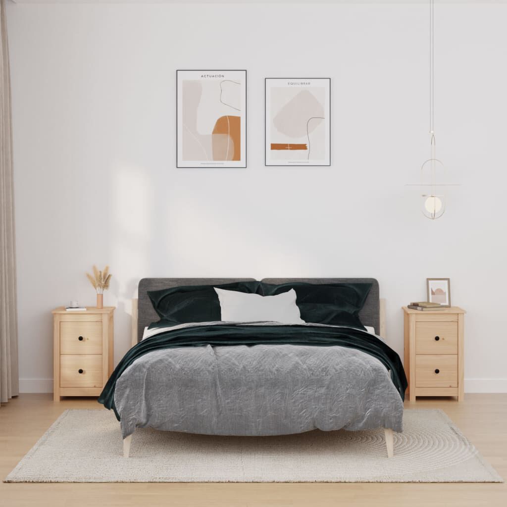 vidaXL Κομοδίνα 2 τεμ. 40 x 35 x 61,5 εκ. από Μασίφ Ξύλο Πεύκου