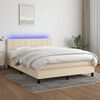 vidaXL &Kappa;&rho;&epsilon;&beta;ά&tau;&iota; Boxspring &mu;&epsilon; &Sigma;&tau;&rho;ώ&mu;&alpha; & LED &Kappa;&rho;&epsilon;&mu; 140x190 &epsilon;&kappa;. &Upsilon;&phi;&alpha;&sigma;&mu;ά&tau;&iota;&nu;&omicron;