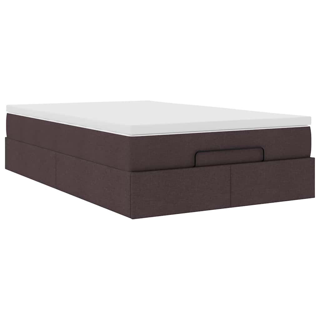 vidaXL Ottoman Κρεβάτι με Στρώμα Σκούρο Καφέ 120x200cm Ύφασμα