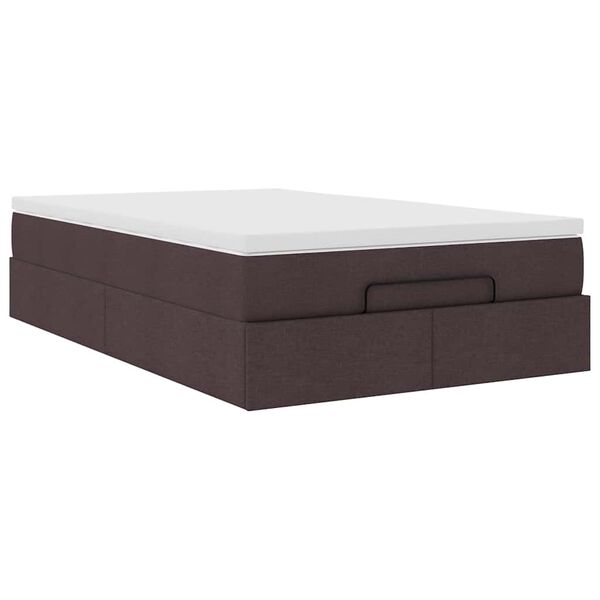 vidaXL Ottoman Κρεβάτι με Στρώμα Σκούρο Καφέ 120x200cm Ύφασμα