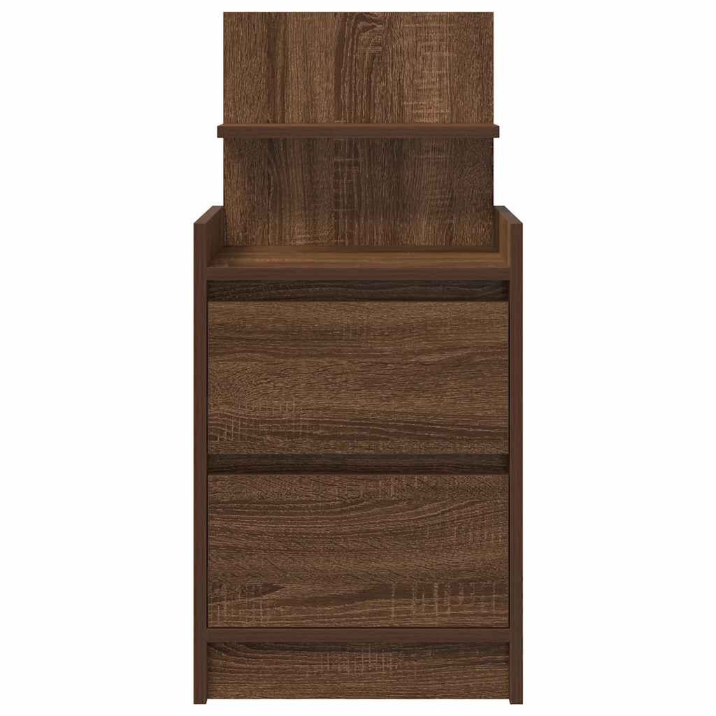 vidaXL Κομοδίνο με 2 συρτάρια Καφέ Δρυς 38x34x80 εκ.