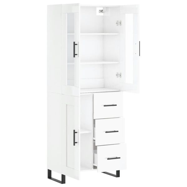 vidaXL Ντουλάπι Γυαλιστερό Λευκό 69,5x34x180 εκ. Επεξεργασμένο Ξύλο