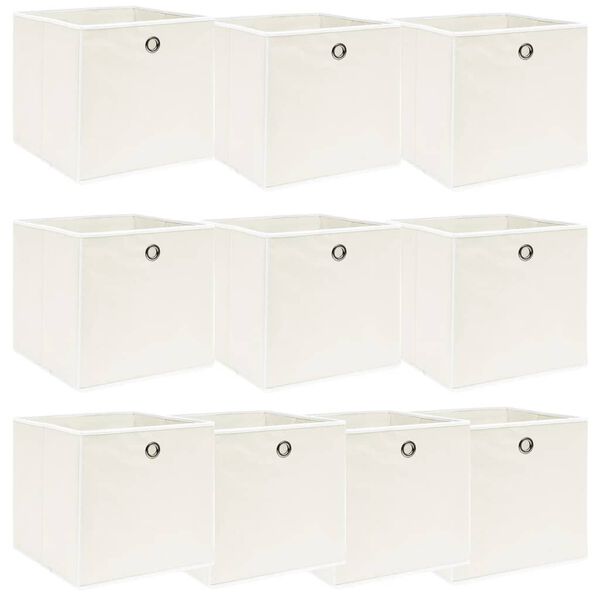 vidaXL Κουτιά Αποθήκευσης 10 τεμ. Λευκά 32 x 32 x 32 εκ. Υφασμάτινα