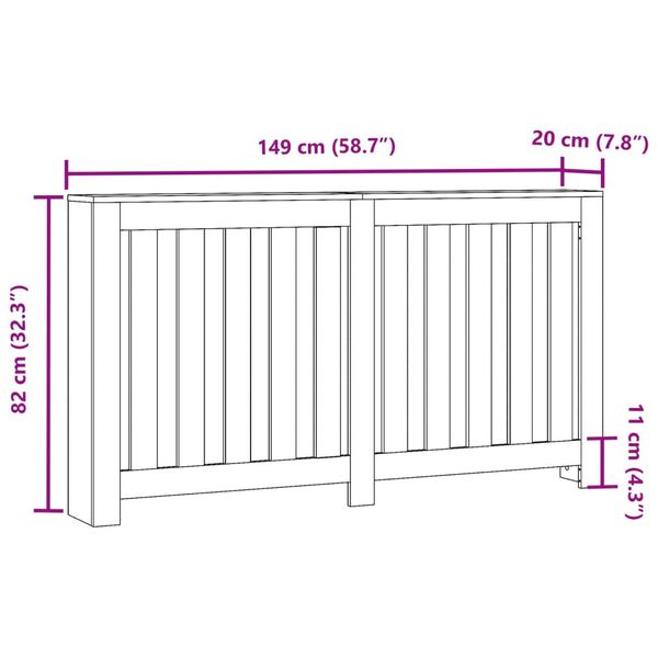 vidaXL Κάλυμμα Καλοριφέρ Γκρι Σκυροδέματος 149x20x82 εκ. Επεξ. Ξύλο