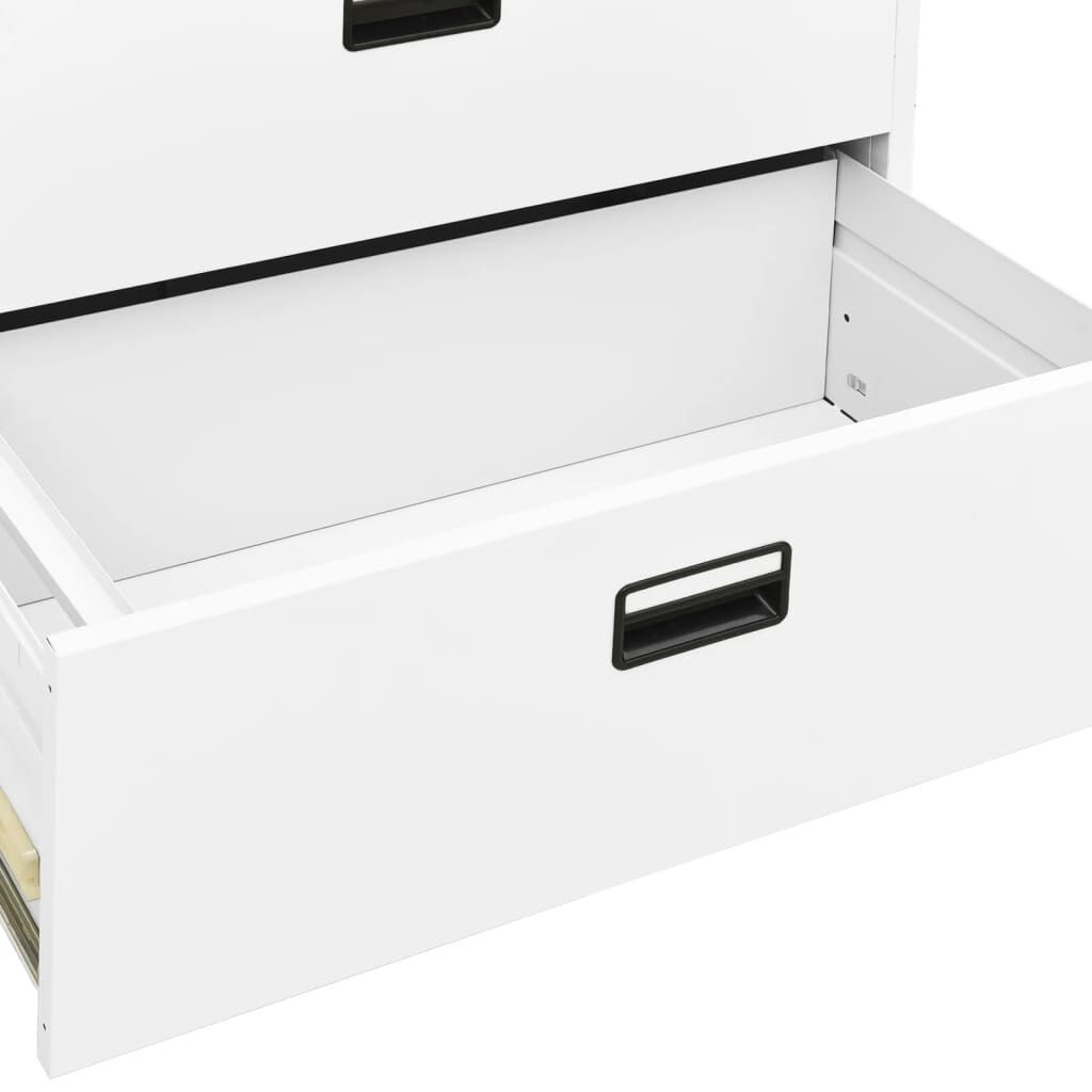 vidaXL Αρχειοθήκη Λευκή 90 x 46 x 134 εκ. από Ατσάλι