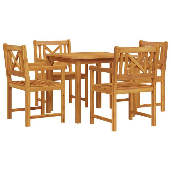 vidaXL Σέτ φαγητού για κήπο 5 pcs Καφέ Μασίφ ξύλο ακακίας