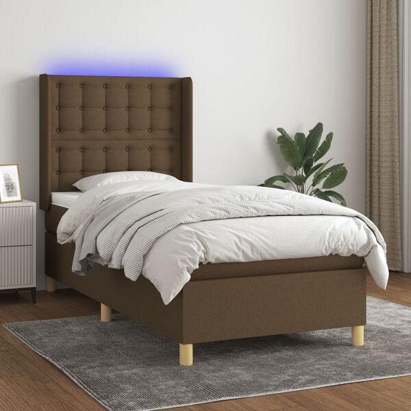 vidaXL &Kappa;&rho;&epsilon;&beta;ά&tau;&iota; Boxspring &mu;&epsilon; &Sigma;&tau;&rho;ώ&mu;&alpha; & LED &Sigma;&kappa;.&Kappa;&alpha;&phi;έ 90x190 &epsilon;&kappa;. &Upsilon;&phi;&alpha;&sigma;&mu;ά&tau;&iota;&nu;&omicron;