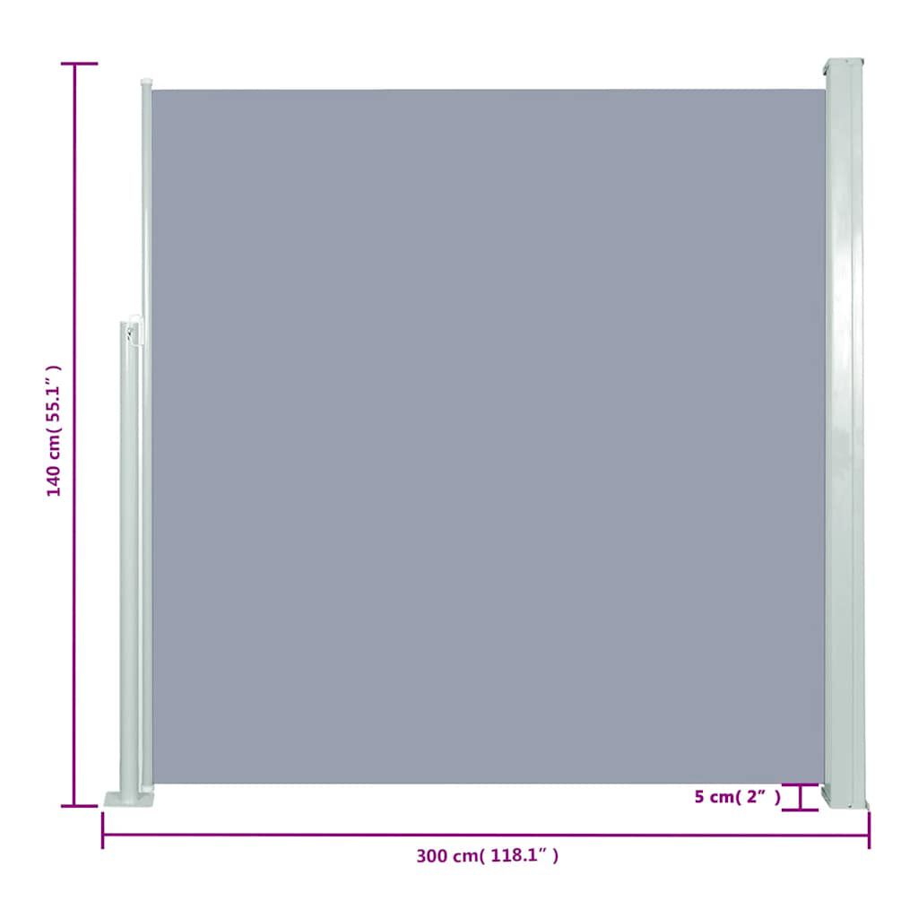 vidaXL Σκίαστρο Πλαϊνό Συρόμενο Γκρι 140 x 300 εκ.