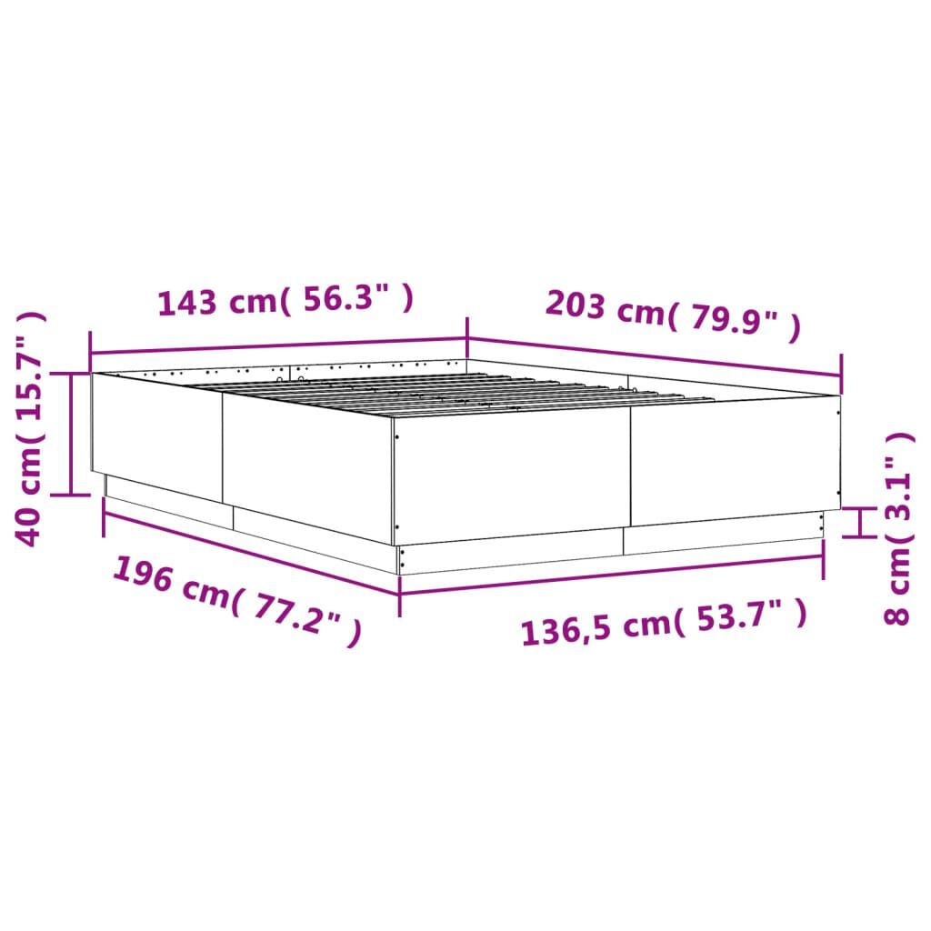 vidaXL Πλαίσιο Κρεβατιού με Φώτα LED Sonoma Δρυς 140x200εκ. Επεξ. Ξύλο