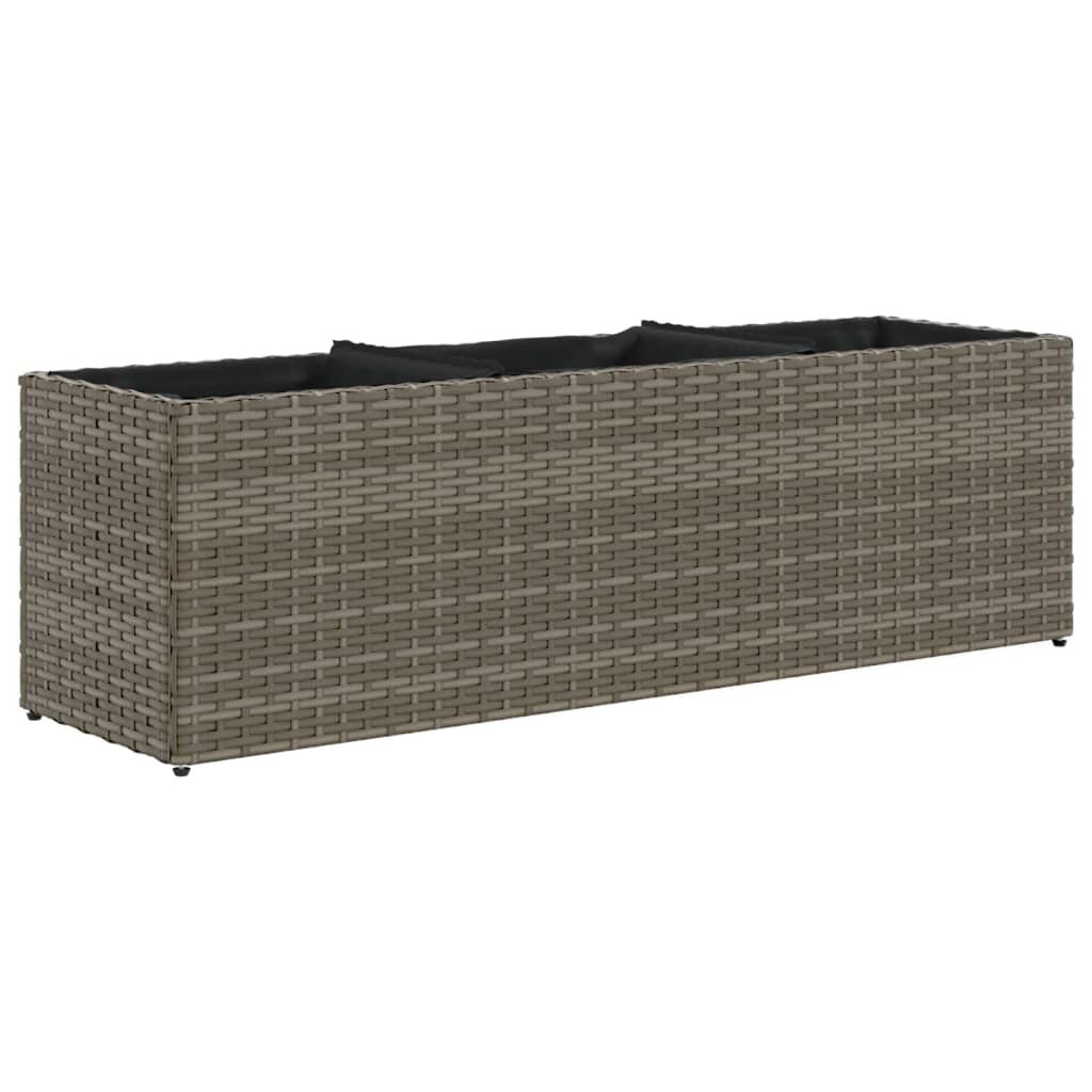vidaXL Ζαρντινιέρα Κήπου Γκρι 105x30x32 εκ. Συνθ. Ρατάν με 3 Γλάστρες