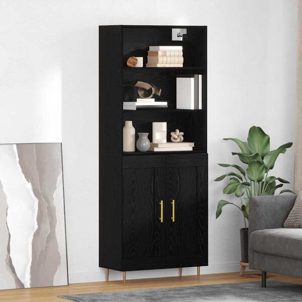 vidaXL Highboard &Mu;&alpha;ύ&rho;&eta; &Omicron;&xi;&upsilon;ά 69,5 x 34 x 180 &epsilon;&kappa;. &Epsilon;&pi;&epsilon;&xi;&epsilon;&rho;&gamma;&alpha;&sigma;&mu;έ&nu;&omicron; &xi;ύ&lambda;&omicron;