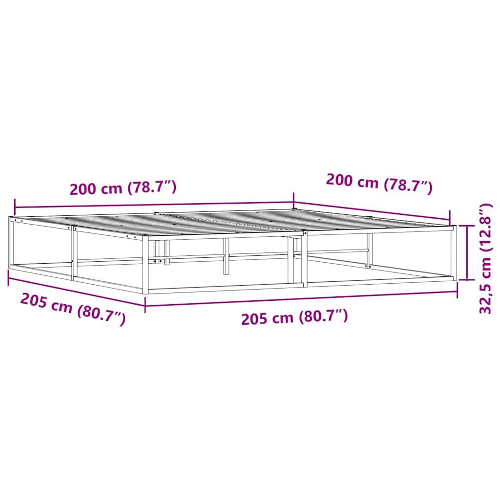 vidaXL Πλαίσιο κρεβατιού χωρίς στρώμα Λευκό 200x200 cm Μεταλλικό