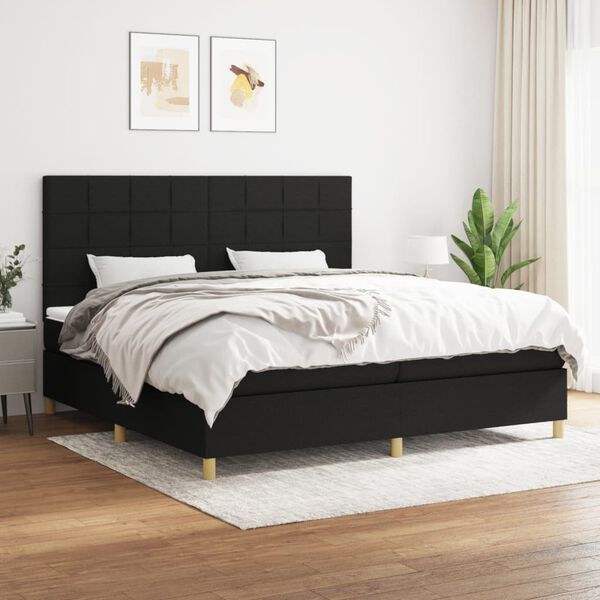 vidaXL &Kappa;&rho;&epsilon;&beta;ά&tau;&iota; Boxspring &mu;&epsilon; &Sigma;&tau;&rho;ώ&mu;&alpha; &Mu;&alpha;ύ&rho;&omicron; 200x200 &epsilon;&kappa;. &Upsilon;&phi;&alpha;&sigma;&mu;ά&tau;&iota;&nu;&omicron;