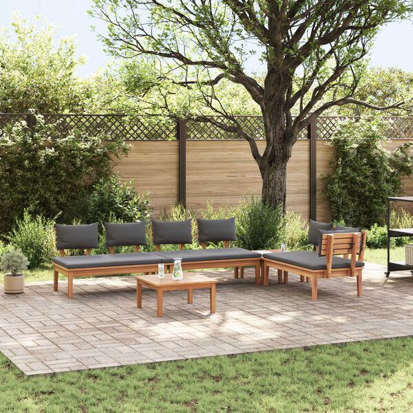 vidaXL Σετ Παγκάκι Κήπου 5 pcs Καφέ, Γκρί Πολυ rattan, βαμμένο ατσάλι