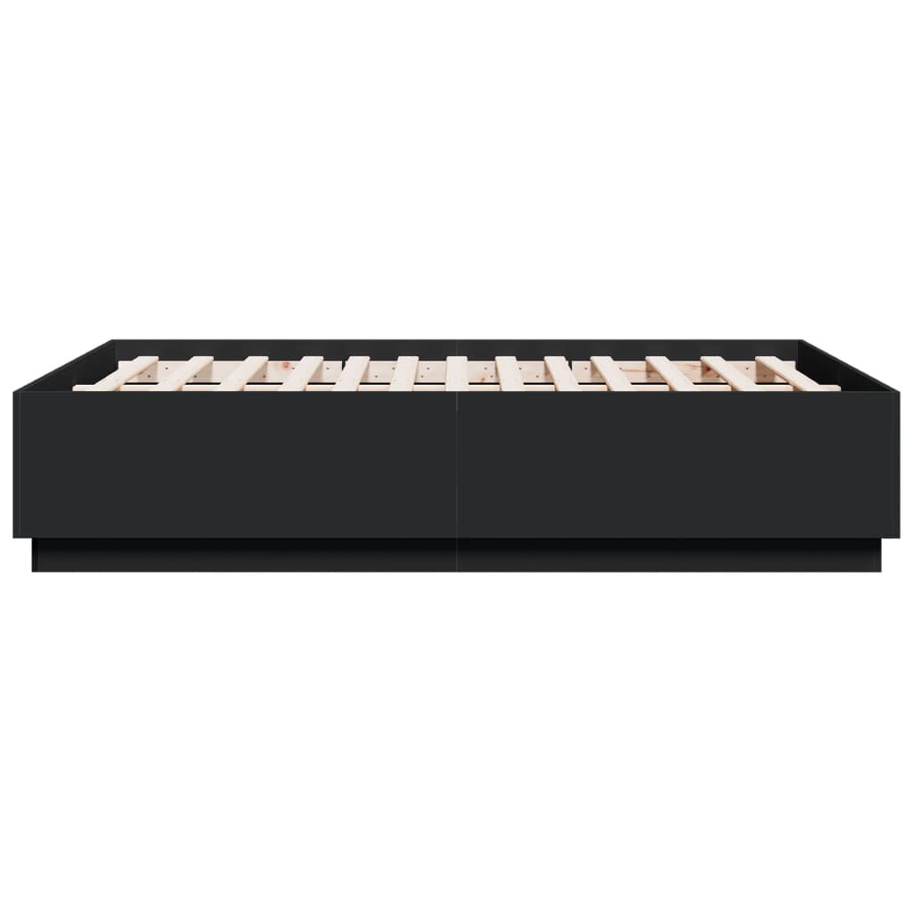 vidaXL Πλαίσιο Κρεβατιού με LED Μαύρο 120x190 εκ Επεξεργ. Ξύλο