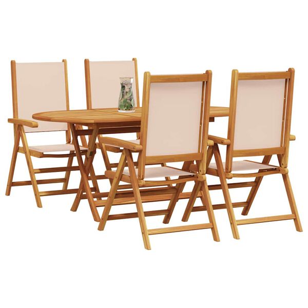 vidaXL Σέτ φαγητού για κήπο 5 pcs Μπεζ Μασίφ ξύλο ακακίας