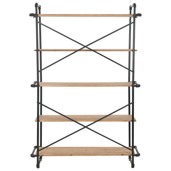 vidaXL Βιβλιοθήκη 120 x 42 x 180 εκ. από Μασίφ Ξύλο Ελάτης / Ατσάλι