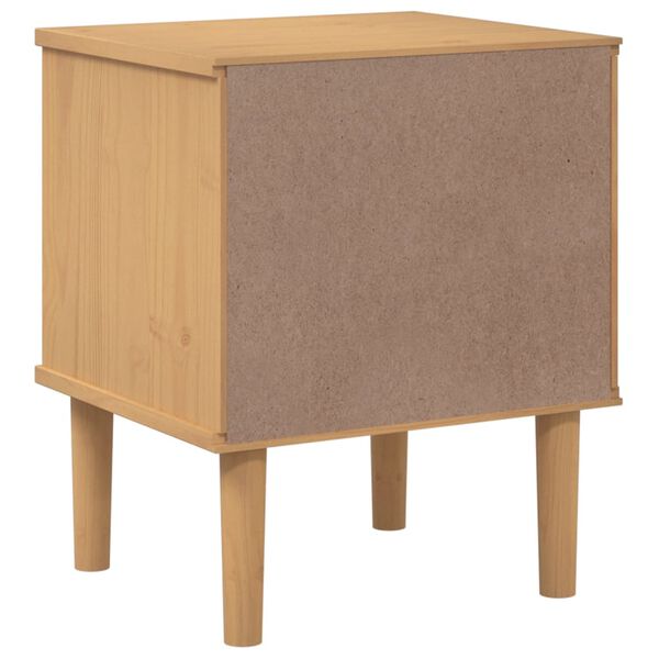 vidaXL Κομοδίνο SENJA Καφέ Όψη Ρατάν 40x35x48εκ. από Μασίφ Ξύλο Πεύκου