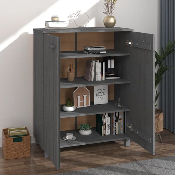 vidaXL Παπουτσοθήκη HAMAR Σκ. Γκρι 85x40x108 εκ. Μασίφ Ξύλο Πεύκου