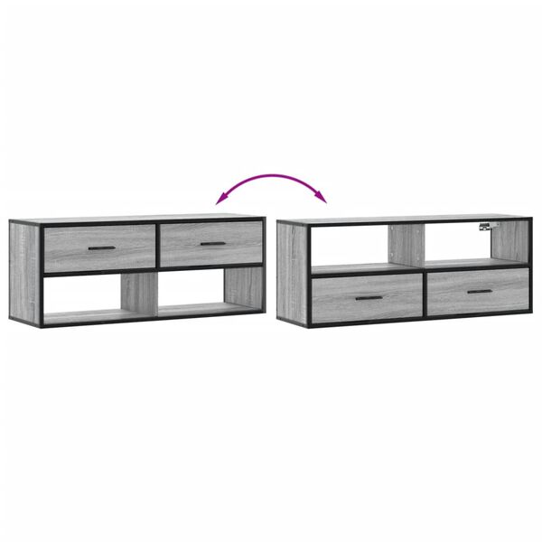 vidaXL Έπιπλο Τηλεόρασης Γκρι Sonoma 100x31x39,5 εκ. Επεξ.Ξύλο/Μέταλλο