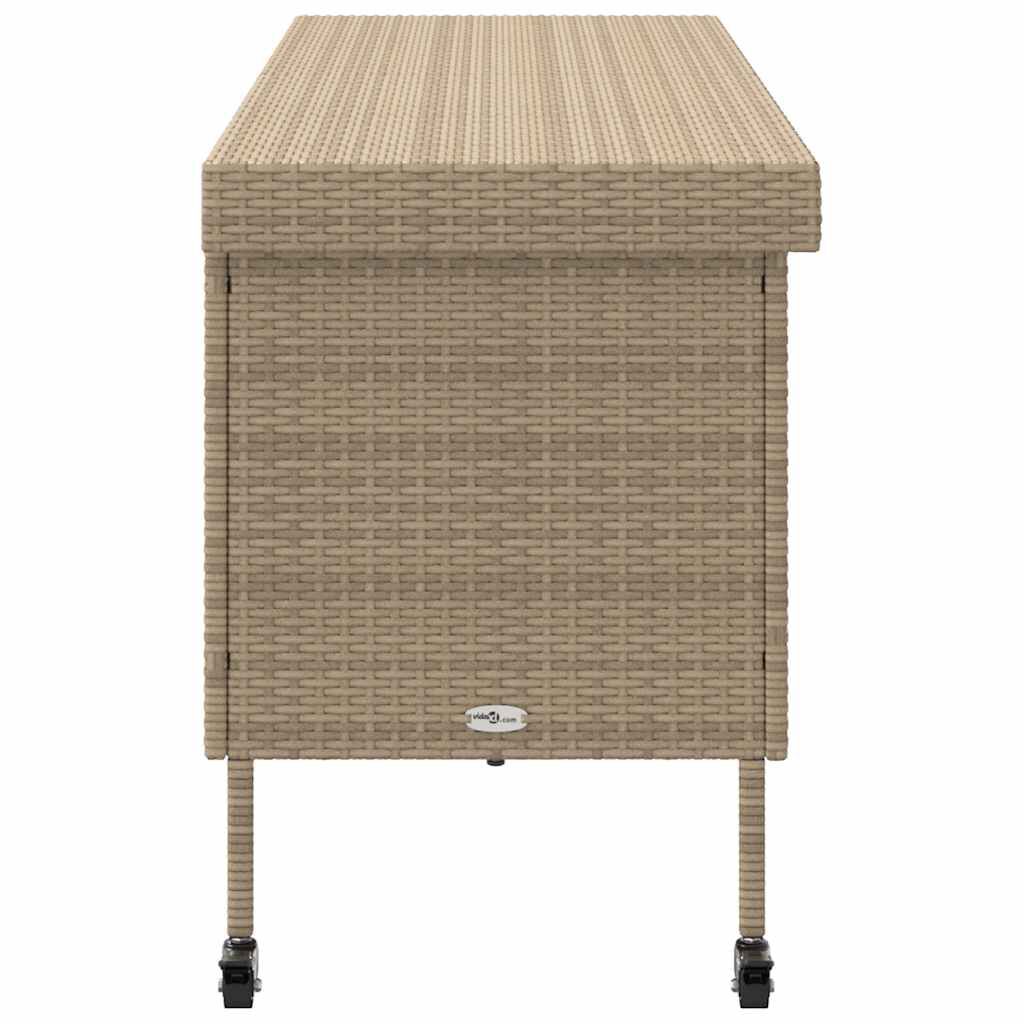 vidaXL Κουτί Αποθήκευσης Κήπου με Ρόδες 160x55x75 εκ. Συνθετικό Ρατάν
