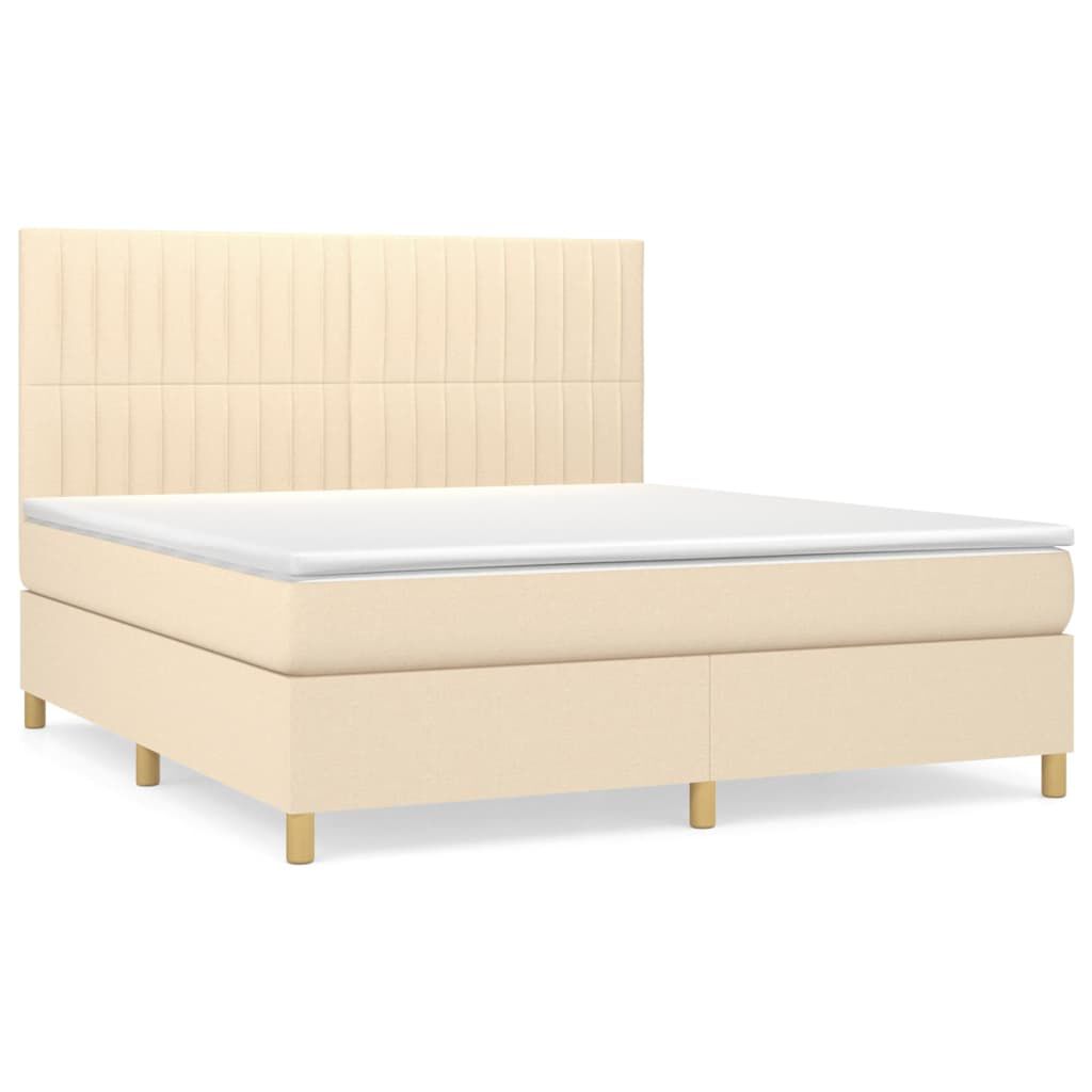 vidaXL Κρεβάτι Boxspring με Στρώμα Κρεμ 180x200 εκ. Υφασμάτινο