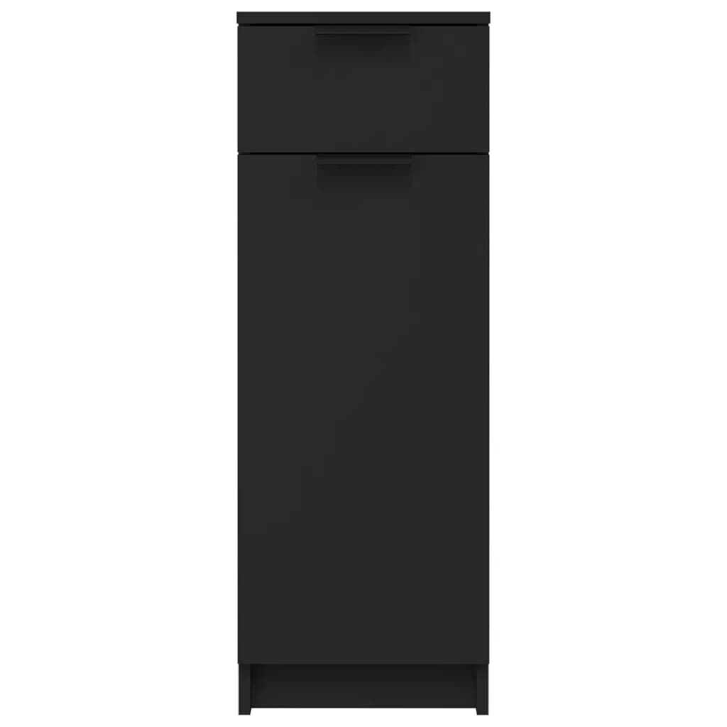vidaXL Ντουλάπι Μπάνιου Μαύρο 32 x 34 x 90 εκ. από Επεξεργασμένο Ξύλο
