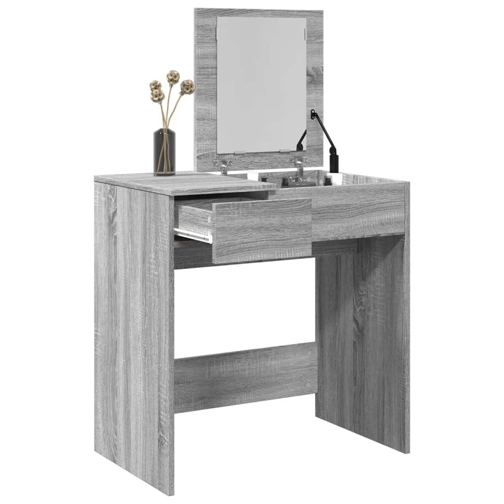 vidaXL Μπουντουάρ με Καθρέφτη Γκρι Sonoma 73x46,5x120 εκ.