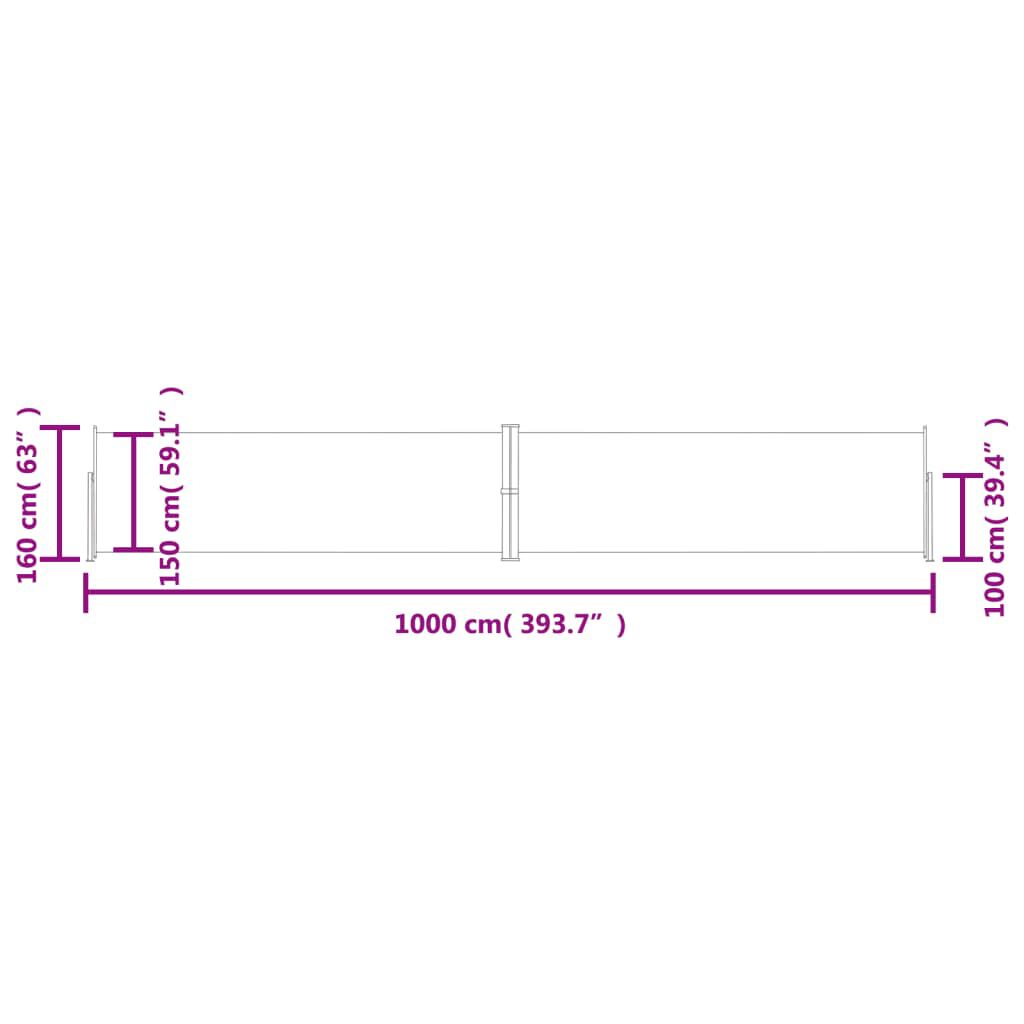 vidaXL Σκίαστρο Πλαϊνό Συρόμενο Ανθρακί 160 x 1000 εκ.