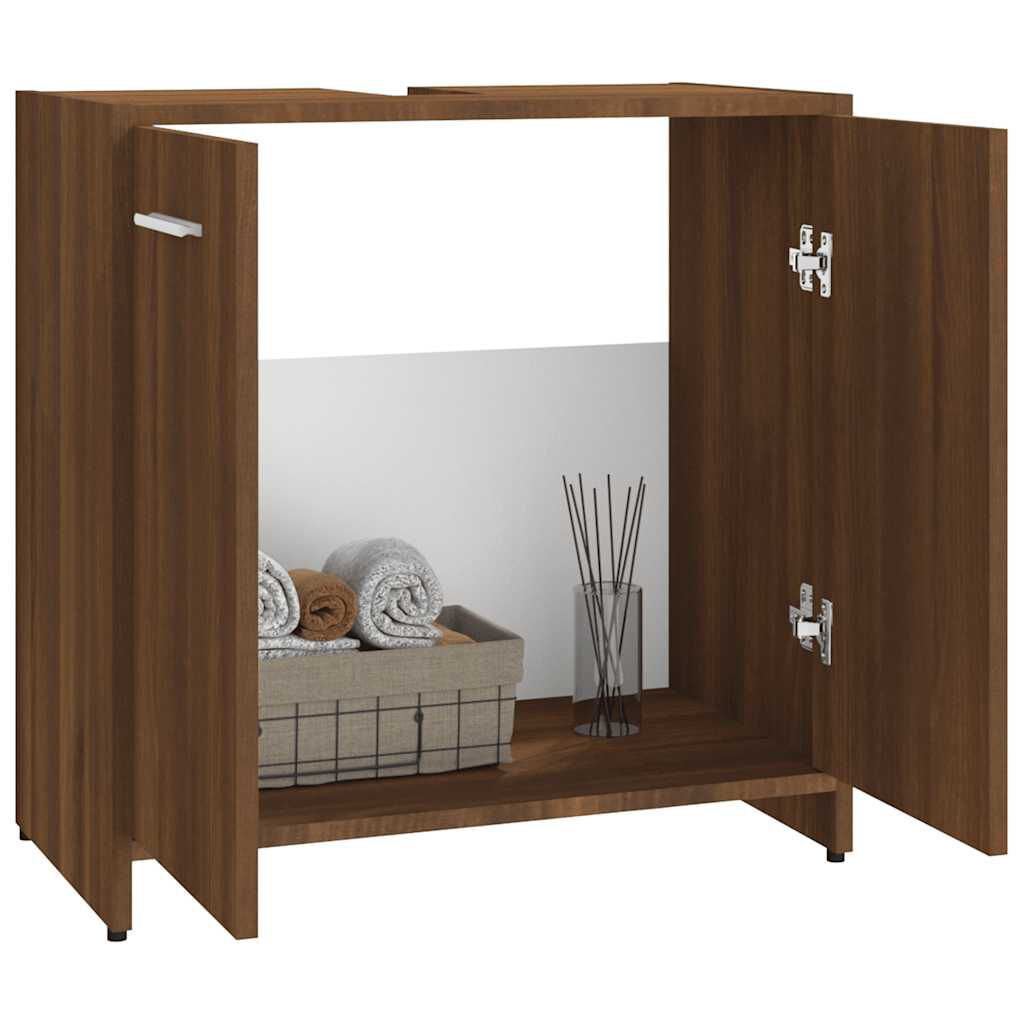 vidaXL Ντουλάπι Μπάνιου Καφέ Δρυς 60x33x60 εκ. Επεξεργασμένο Ξύλο
