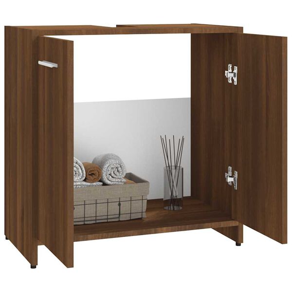vidaXL Ντουλάπι Μπάνιου Καφέ Δρυς 60x33x60 εκ. Επεξεργασμένο Ξύλο