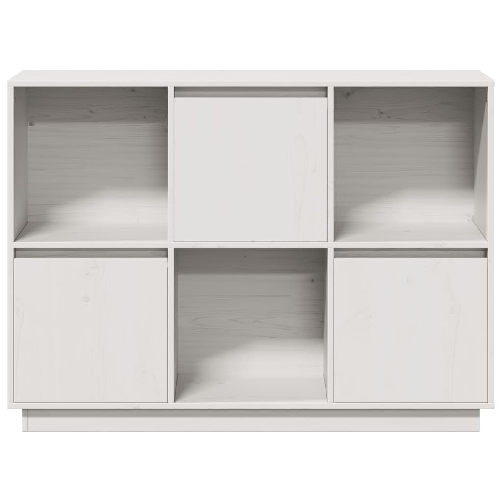 vidaXL Ντουλάπι Λευκό 110,5 x 35 x 80 εκ. από Μασίφ Ξύλο Πεύκου