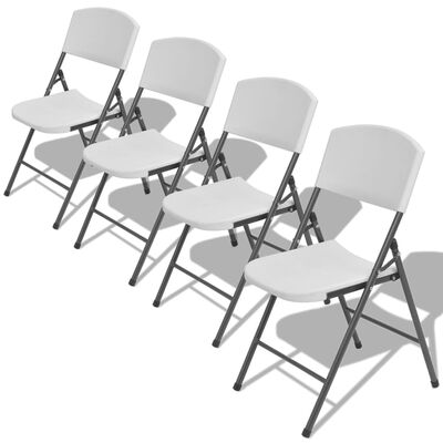 vidaXL Καρέκλες Κήπου Πτυσσόμενες 4 τεμ. Λευκές από Ατσάλι / HDPE